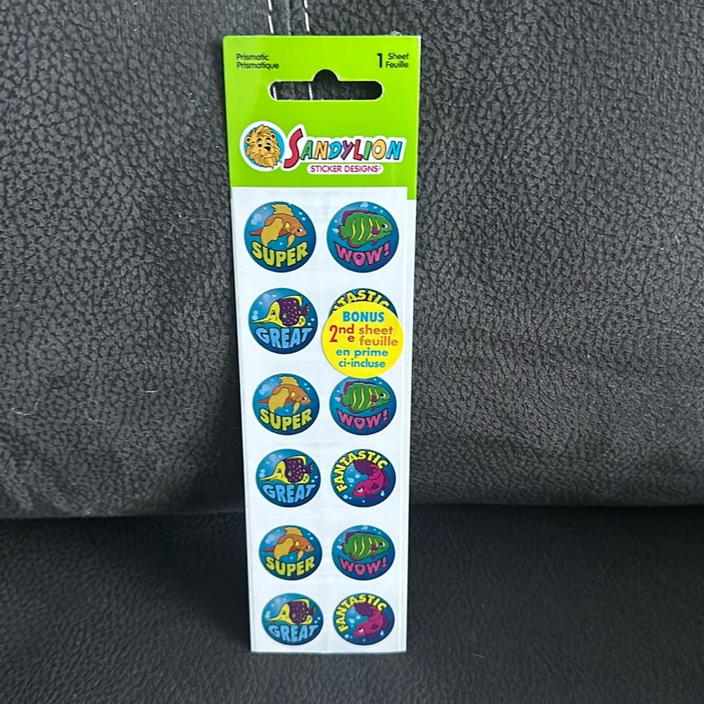 Vintage SandyLion prismatic stickers super wow great fantastic 2nd bonus sheet